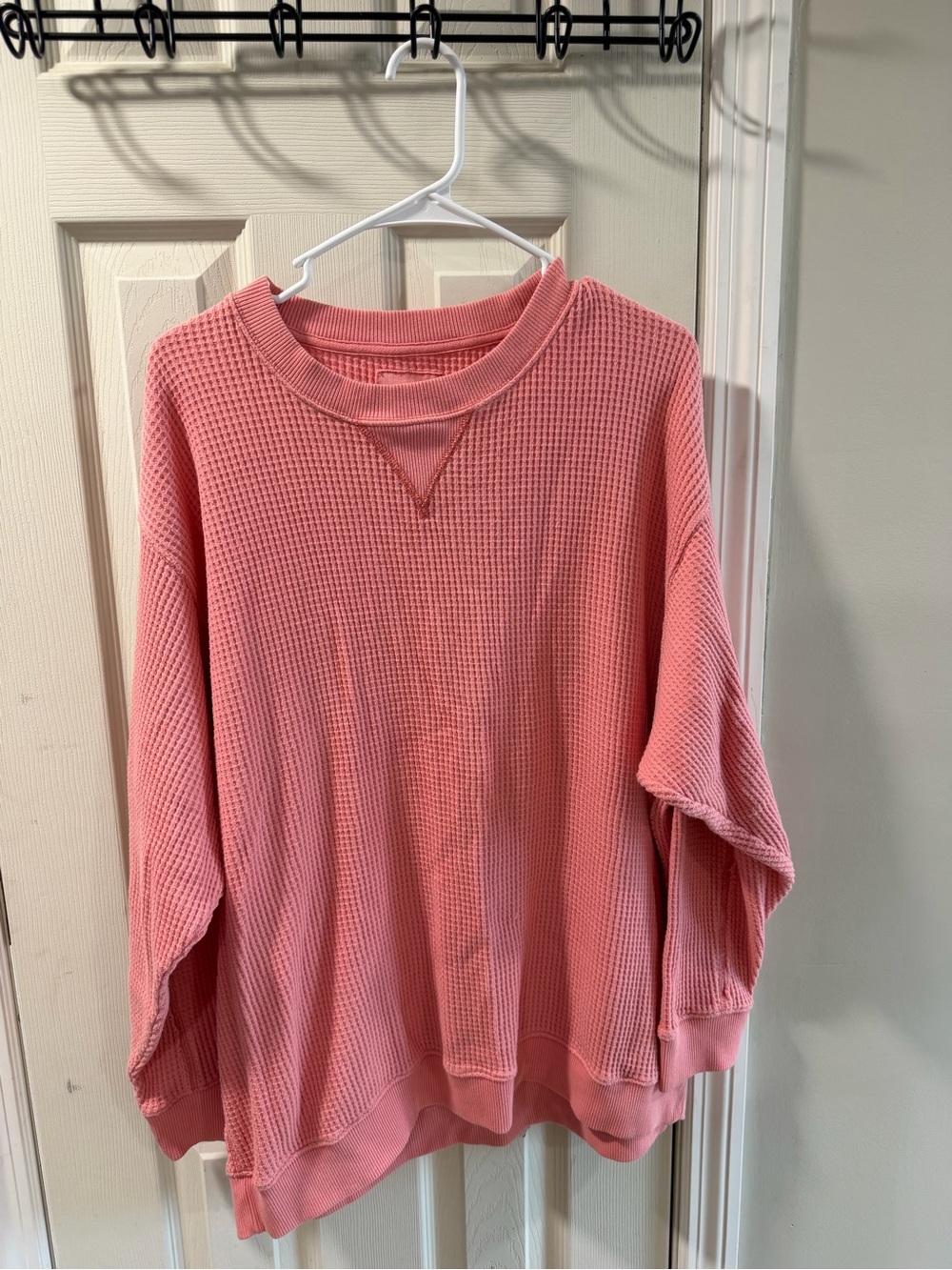 aerie Coral Waffle Knit Pullover